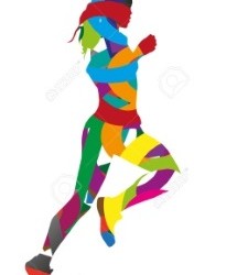 Abstract colorful running girl